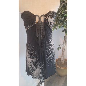 Sky Black & White Jewel Silk  dress